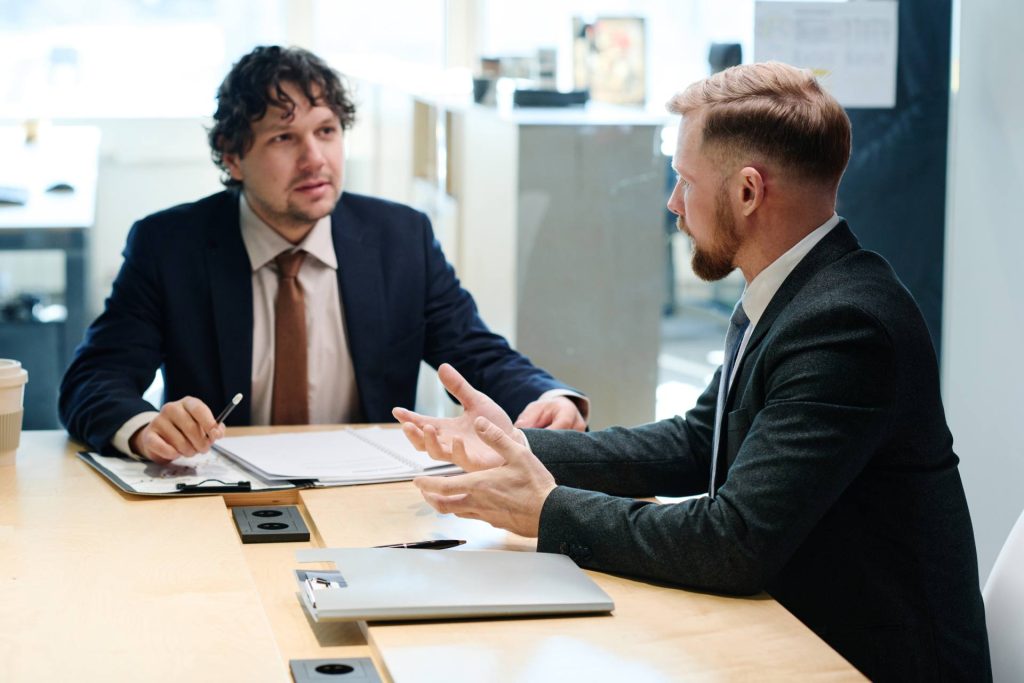 Business attorneys discussing alternative dispute resolution in Nevada