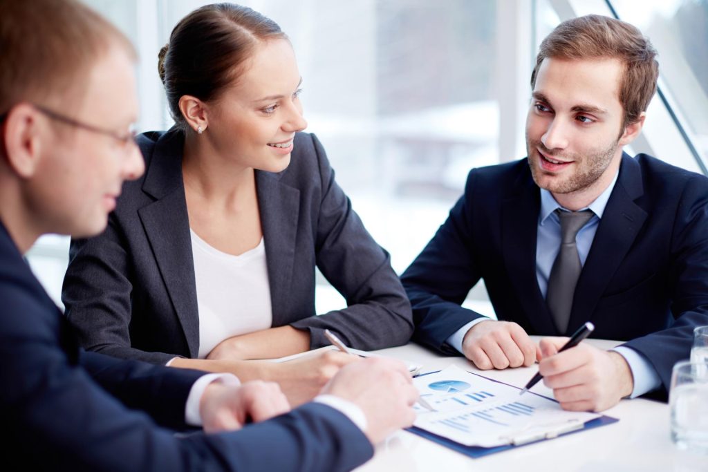 Business founders discussing a partnership agreement in Nevada
